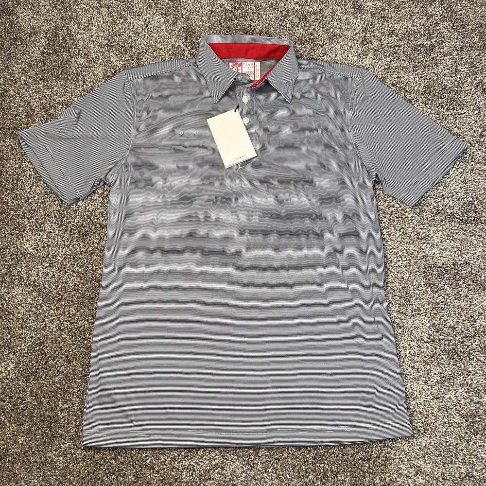 NEW OOBE TeamStyle Polo Shirt Mens Size M Blue White Striped Chick-fil-A Uniform